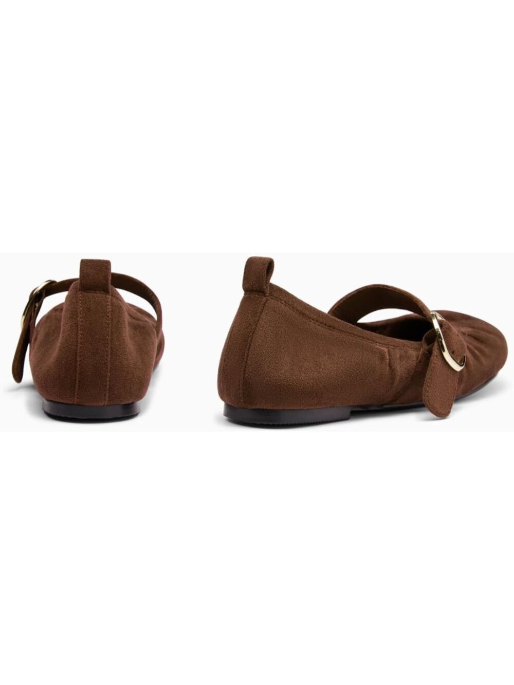 Women's Dark Brown Faux Suede Comfortable Slip On Ballet Ruched Round Toe Flats - Picture 6 of 6